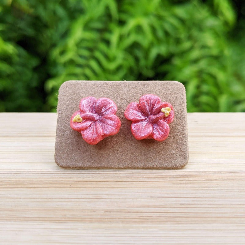 Black Floral Polymer Clay Stud – Fashionous